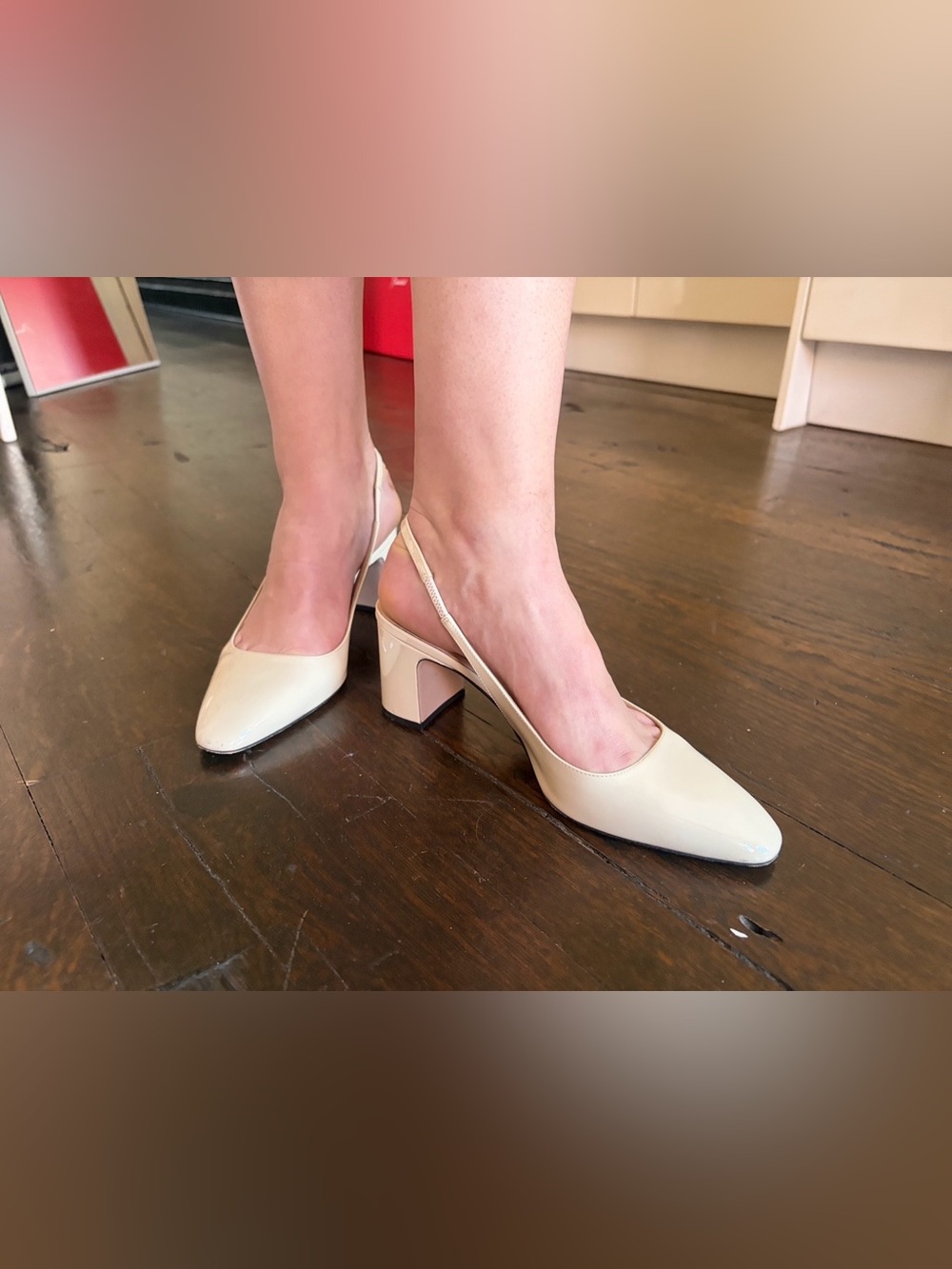 Prada Ivory Patent Leather Slingback Heels - Picture 5 of 7